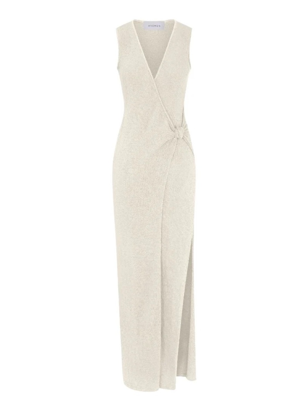 Anemos Cream Wrap Cotton Crochet Knit Dress